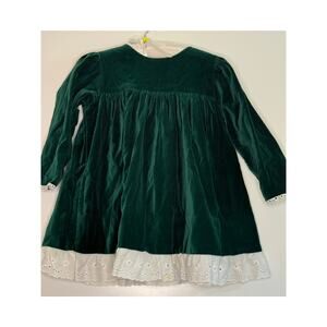 Vintage Girls Velvet Party Dress with lace trim, bow collar Toddler 4